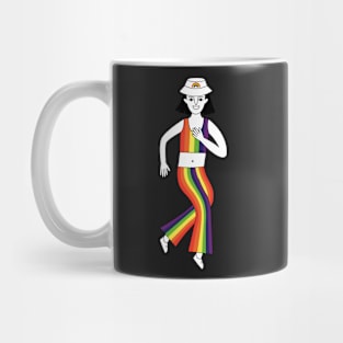 Happy man celebrate Pride Parade in rainbow costume Mug